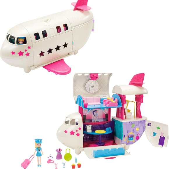Polly Pocket Flying Fabulous Jet with 3-inch Doll & Accessories New in Box - Picture 1 of 14